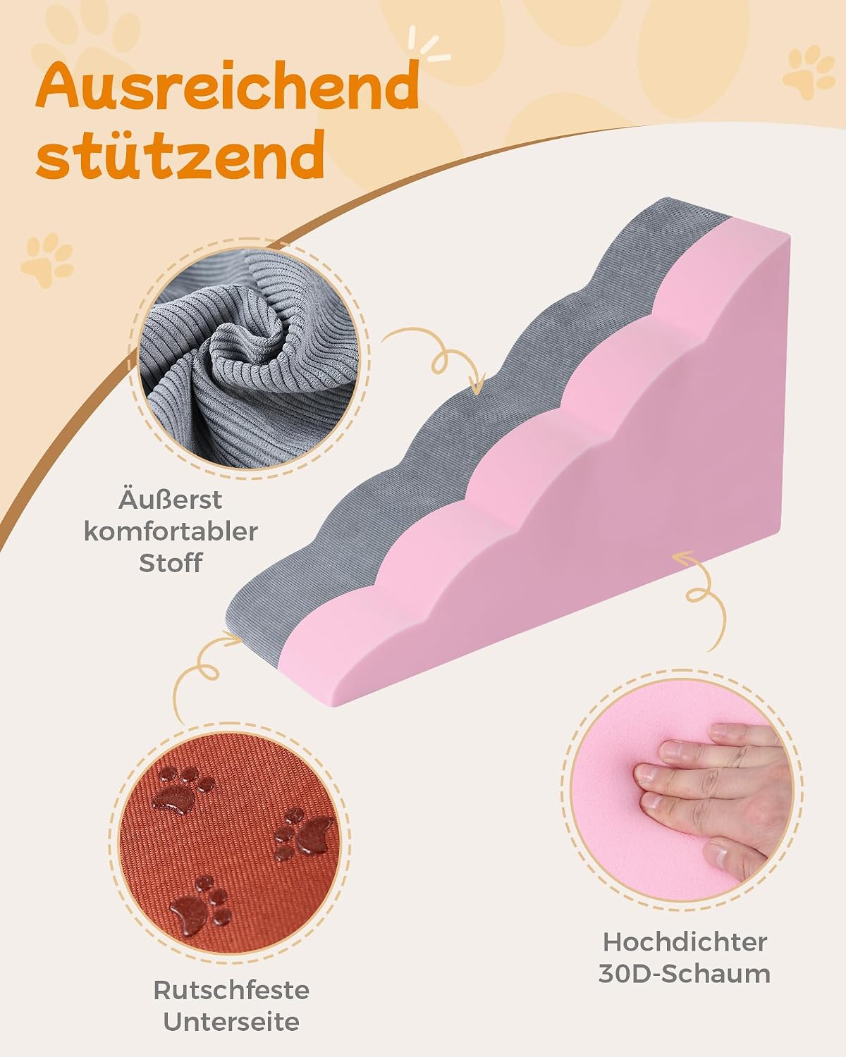 Detalle de Rugotuyonr 5-Steps Dog Stairs hondentrap met 5 treden en antislip