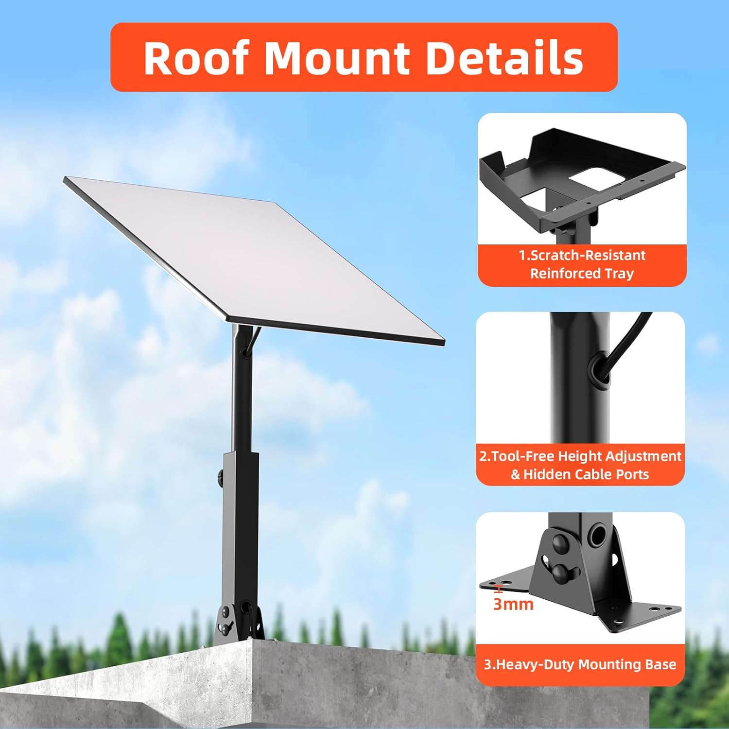 Detalle de Starlink Mount Adjustable Roof Mount Kit Gen 3/4/4X with Telescoping Arm