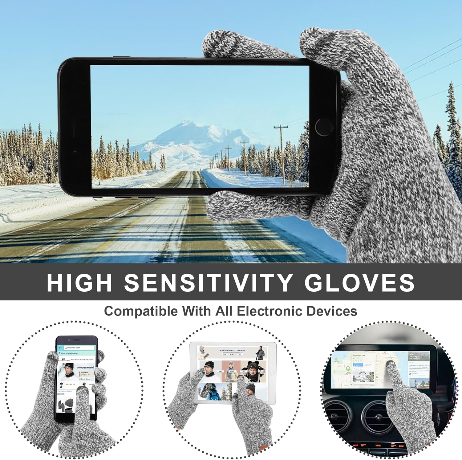 Thumbnail 3 de Bequemer Laden Ensemble bonnet écharpe gants 3 pièces 🧣
