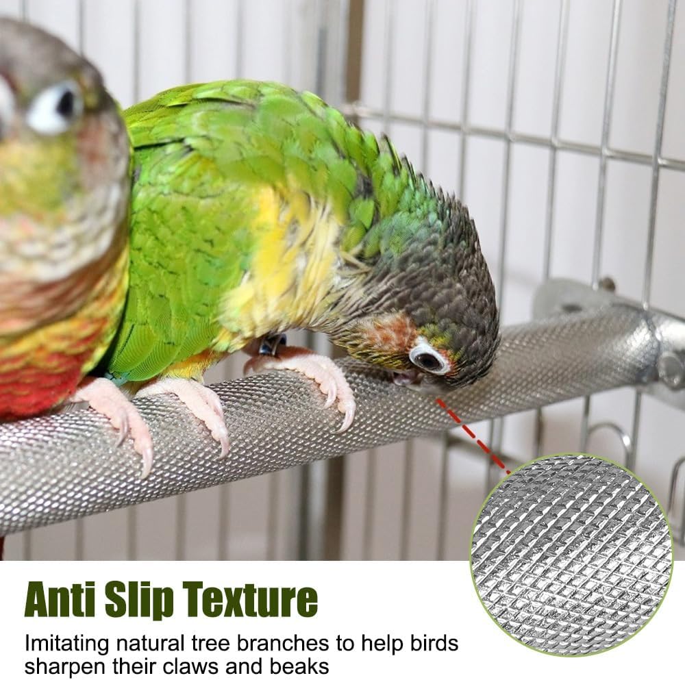 Detalle de Bird Stainless Steel Perch for Parrots and Budgies: Durable Nail and Beak Grooming Stand