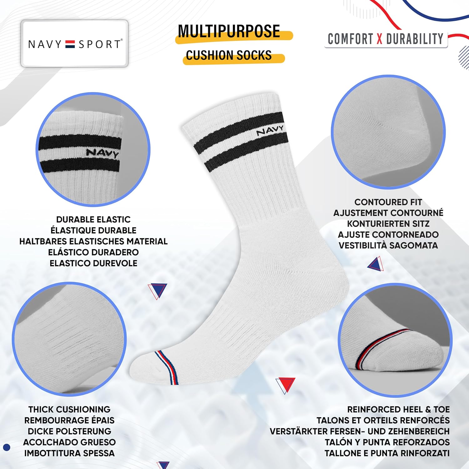 Thumbnail 2 de NAVYSPORT Advance Serie: calzini sportivi da uomo con cuscino attivo, 3 paia multicolor