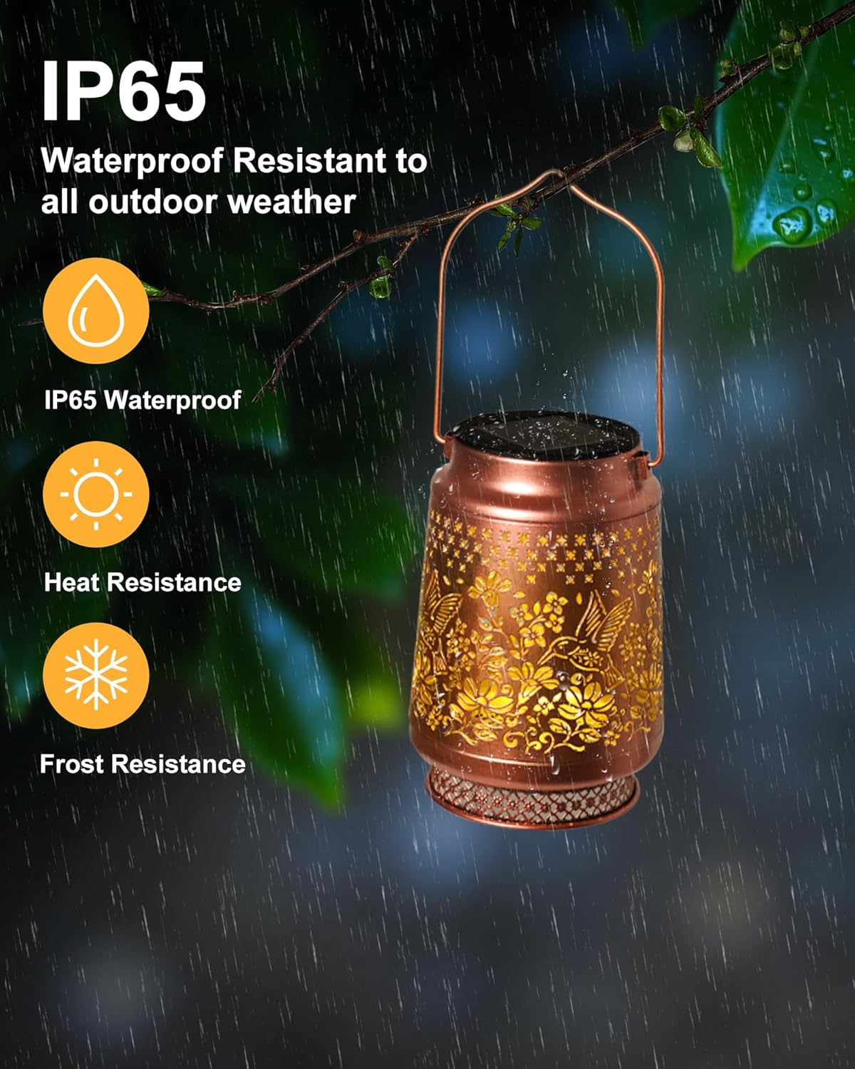 Thumbnail 6 de Mothers Day & Birthday Gifts solar hummingbird lantern for outdoor gardens (17 x 11.5 cm) — IP65 hanging metal light