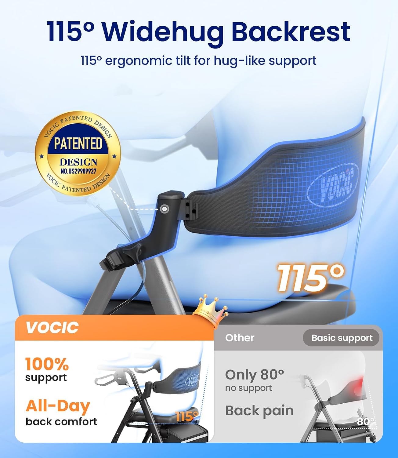 Thumbnail 2 de VOCIC Rollator Walker with Seat, Brakes, Bag – All-Terrain Lightweight Mobility Aid