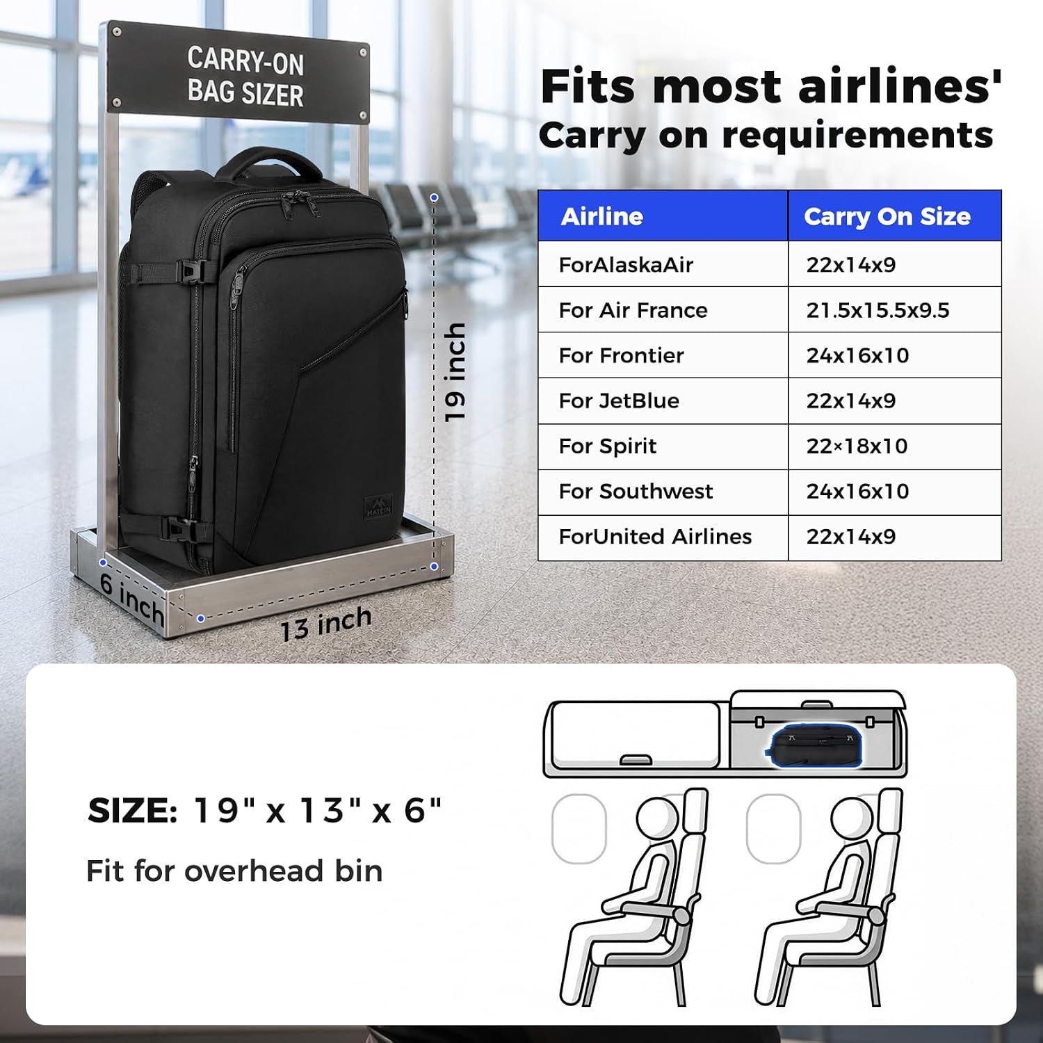 Thumbnail 1 de MATEIN Carry on Backpack: Extra Large Expandable Travel Companion