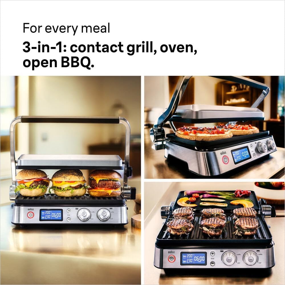 Detalle de Braun MultiGrill9 CG9043: Griglia Elettrica con 2 Termostati Indipendenti e Funzione BOOST