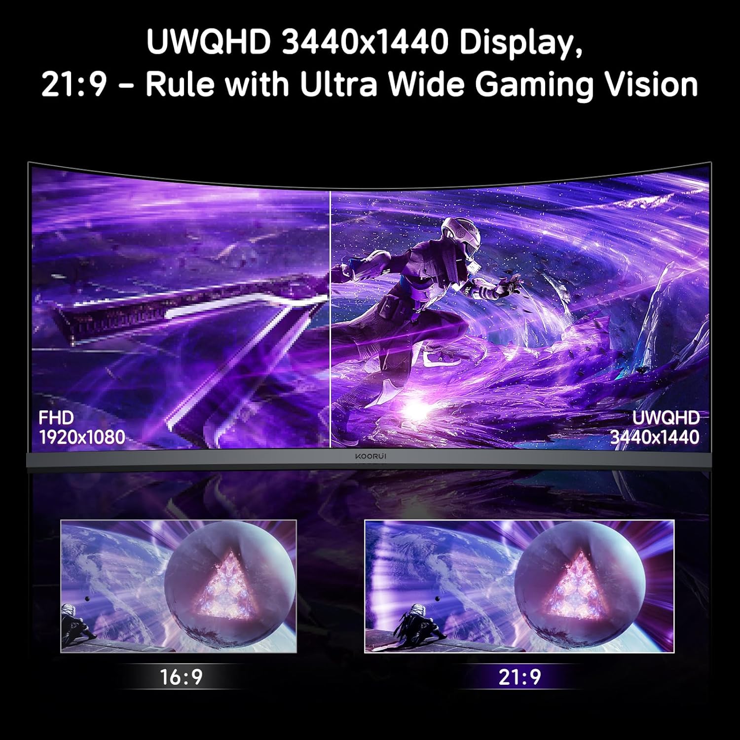 Thumbnail 5 de KOORUI 34E6UC 34-inch curved ultrawide gaming monitor (WQHD, 180Hz, HDR400, 1000R)