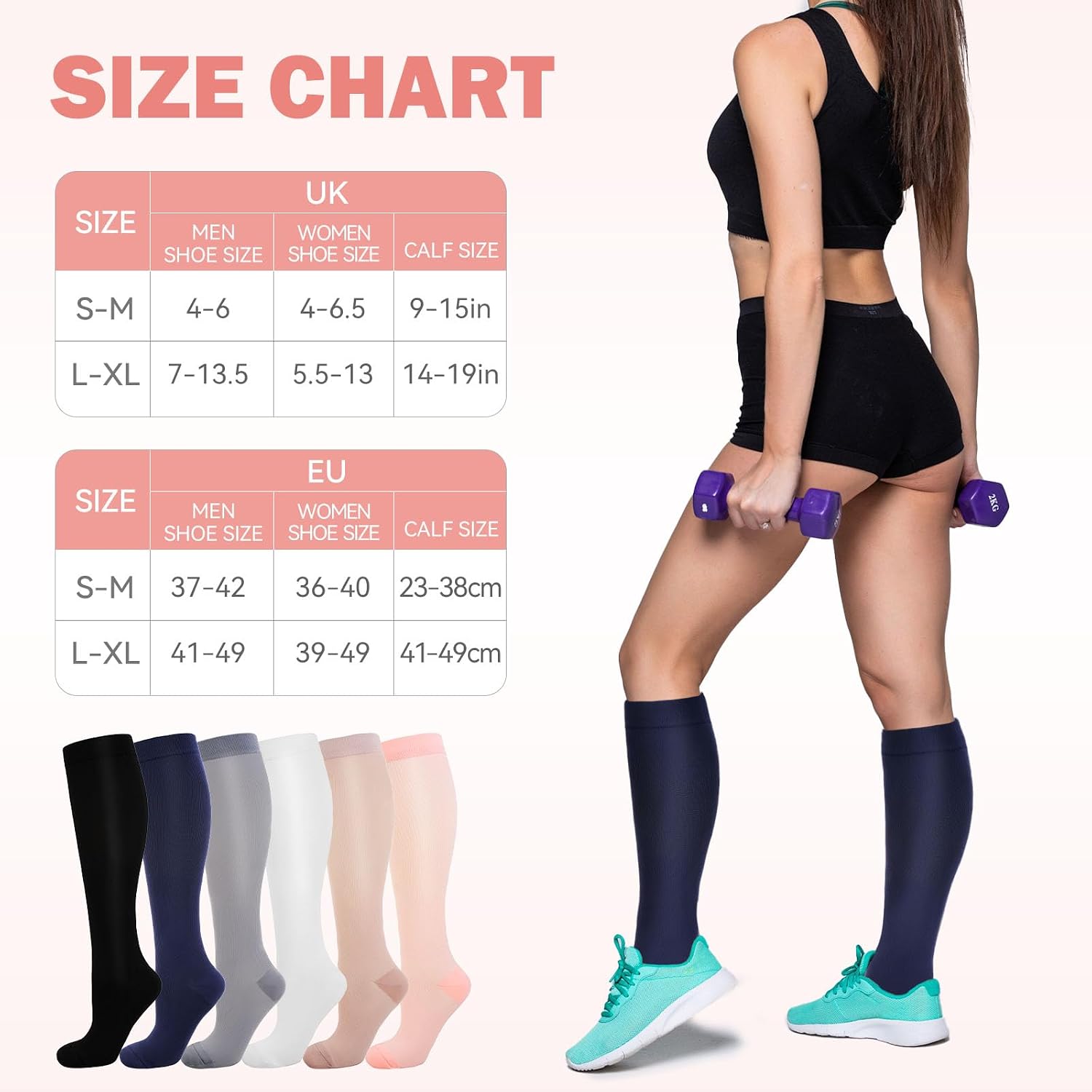Thumbnail 1 de Compression Socks for Women and Men 6 Pairs