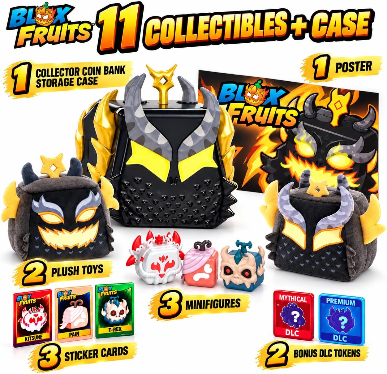 Detalle de Blox Fruits HB3303 Ember Dragon-actiefiguurset met licht en verzamelitems