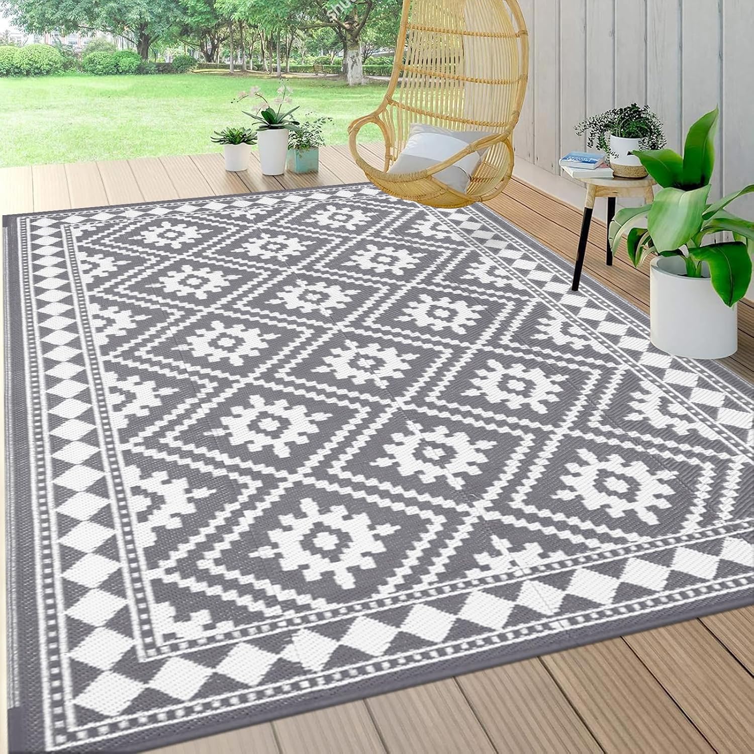 Thumbnail 6 de Enyhom Tapis de pique-nique pliable réversible 180 x 270 cm – Gris, extérieur