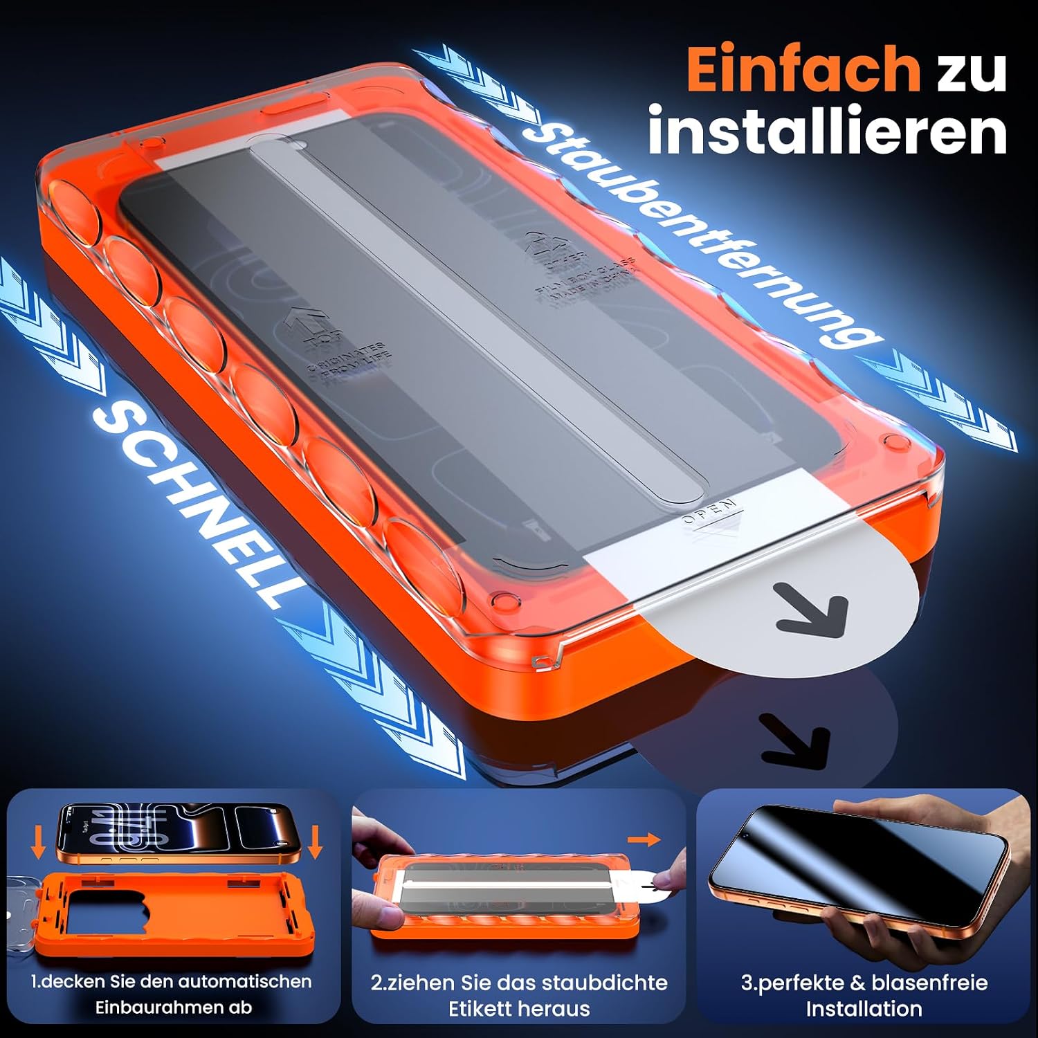 Thumbnail 6 de UniqueMe Displayschutzfolie für iPhone 17 Pro Max – Sichtschutz + Panzerglas, 2er Pack