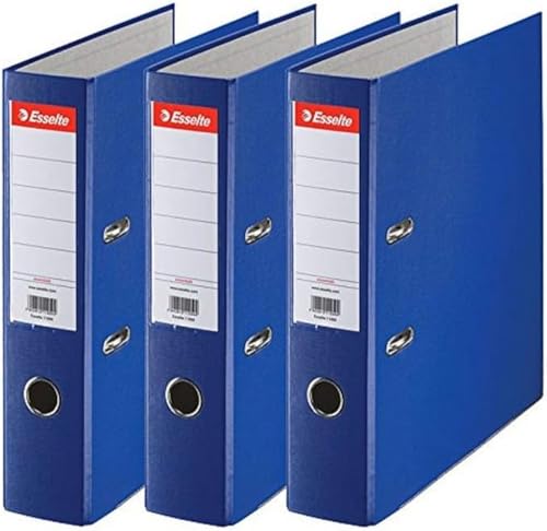 Detalle de Archivador de Palanca con Anillas Essentials (Esselte 624291) – 3 Unidades, Azul, 75 mm