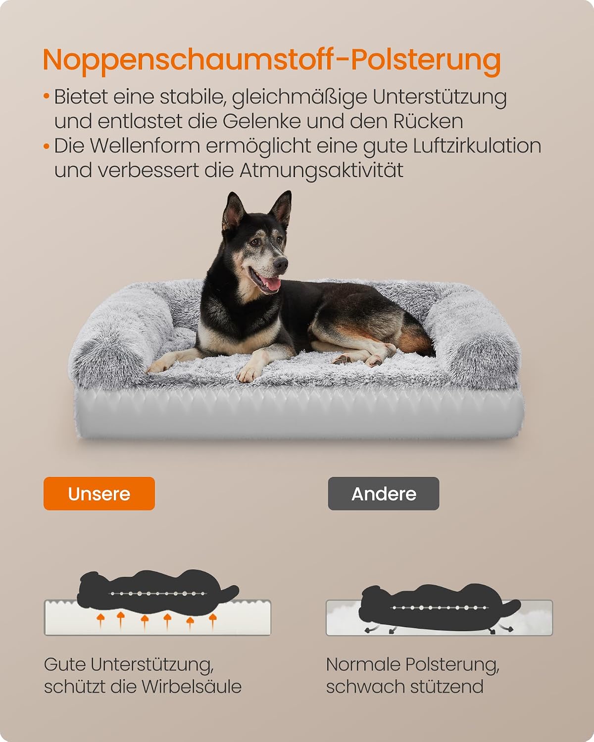 Thumbnail 3 de Feandrea FluffyHug Hundebett XL – Noppenschaumstoff, abnehmbarer Bezug, 106 × 76 × 16 cm