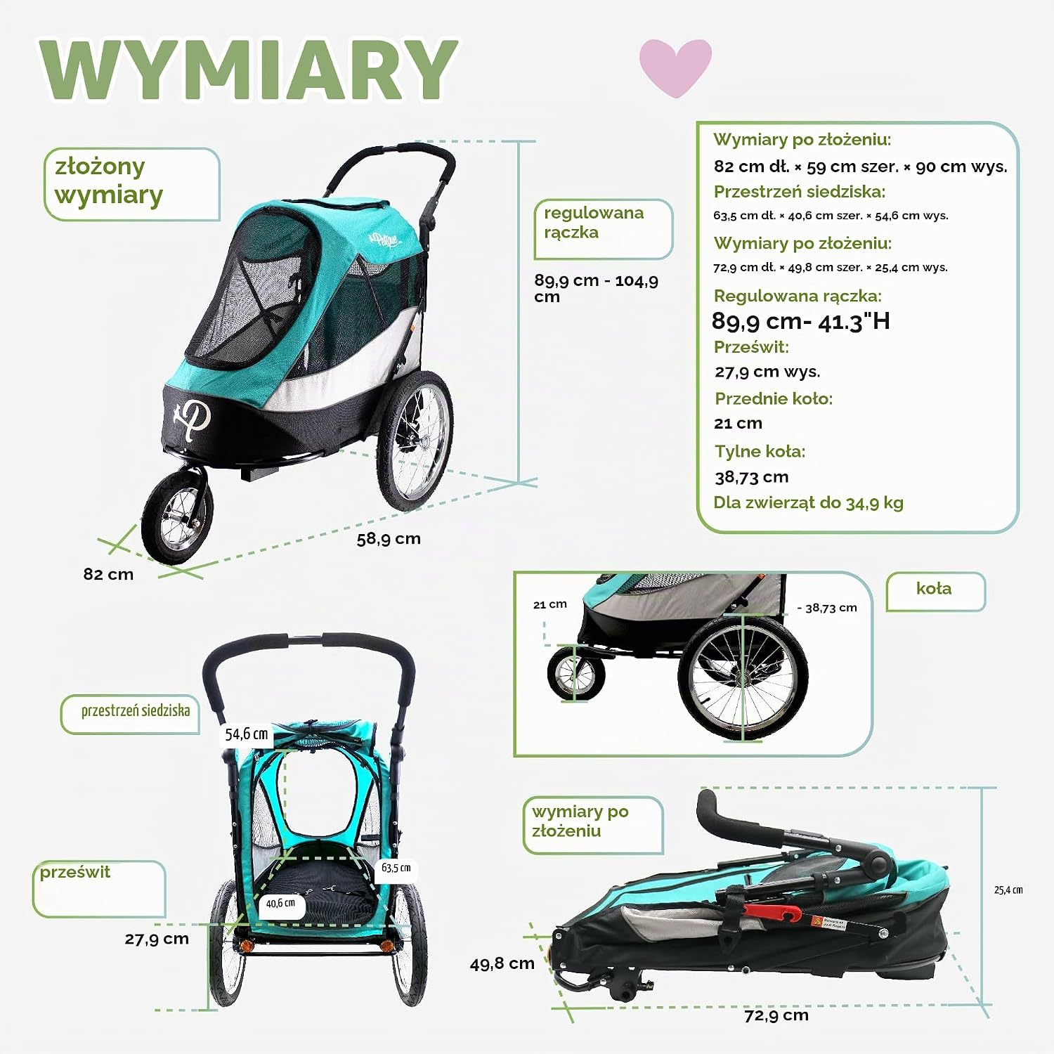 Thumbnail 2 de PETIQUE Trailblazer Jogger Neptune – turkusowy wózek dla zwierząt z wentylacją 360°