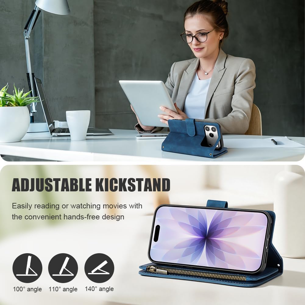 Thumbnail 4 de Vicloon Wallet Case for iPhone 17 Pro Max, Blue PU Leather Flip Case