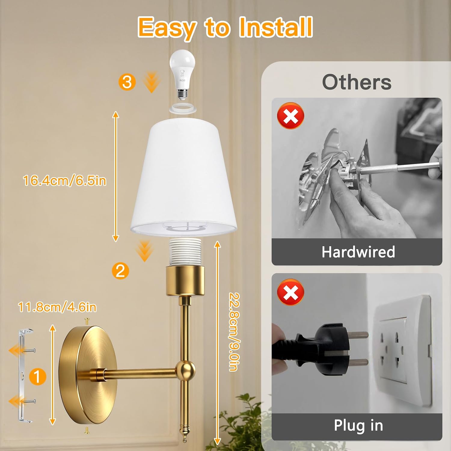 Thumbnail 5 de Dehobo Battery Operated Wall Lights Set of 2