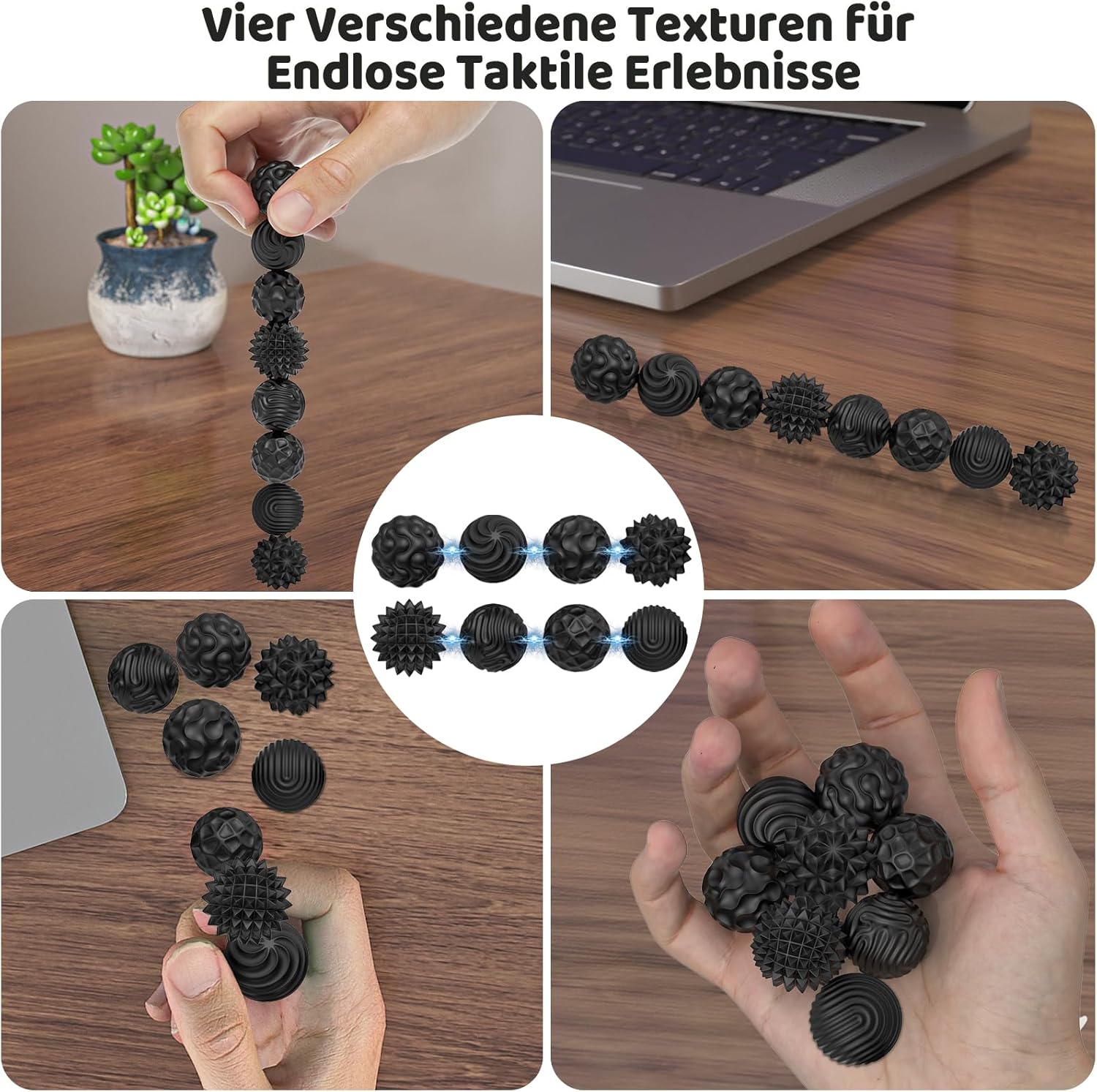 Detalle de 8 STK Focus Dots Magnetische Kugeln – Silikon-Stressbälle mit 8 Texturen