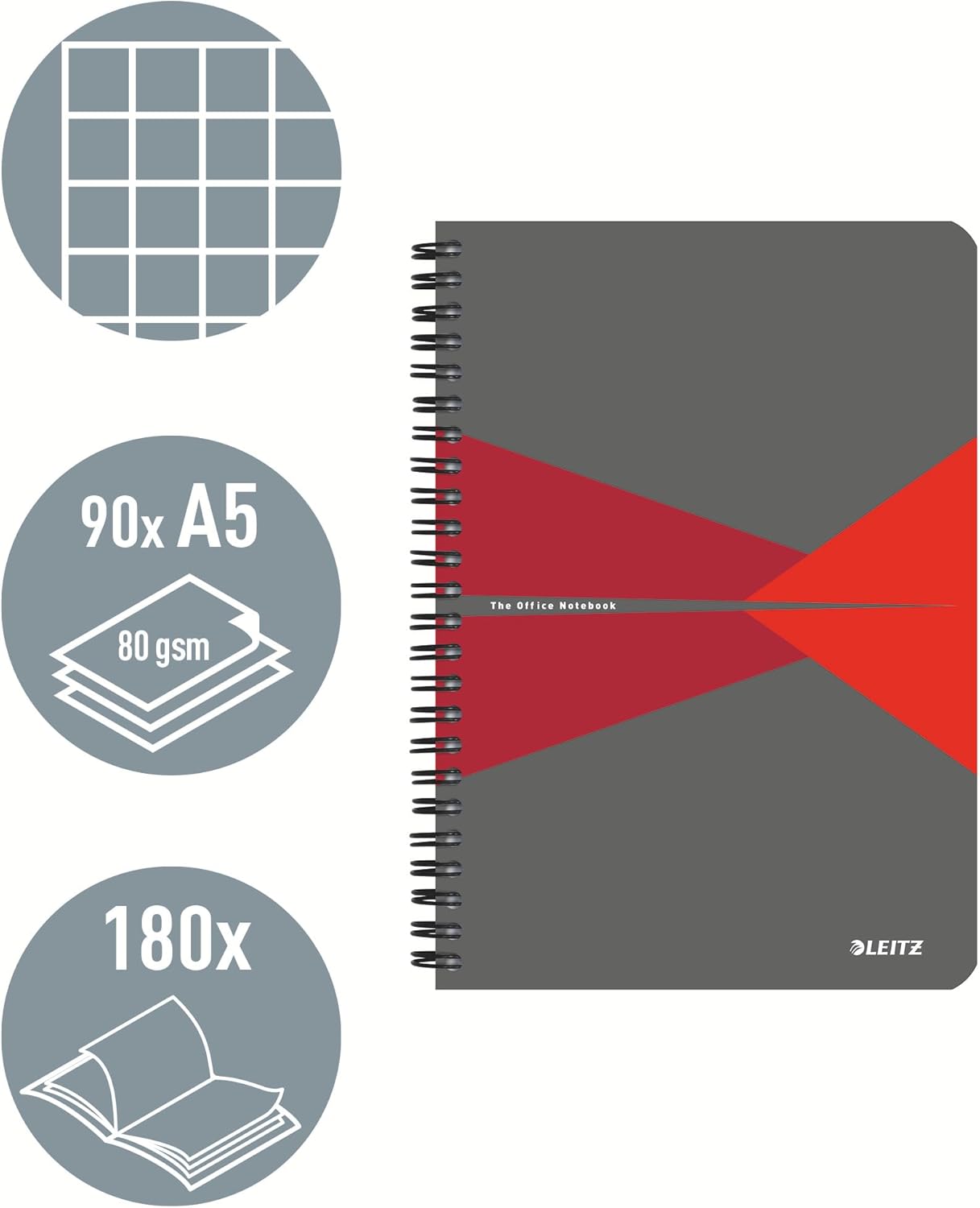 Thumbnail 1 de Leitz Office Collegeblock A5 kariert (44581025) – 5er Pack mit Spiralbindung & 360° Öffnung, FSC-Papier
