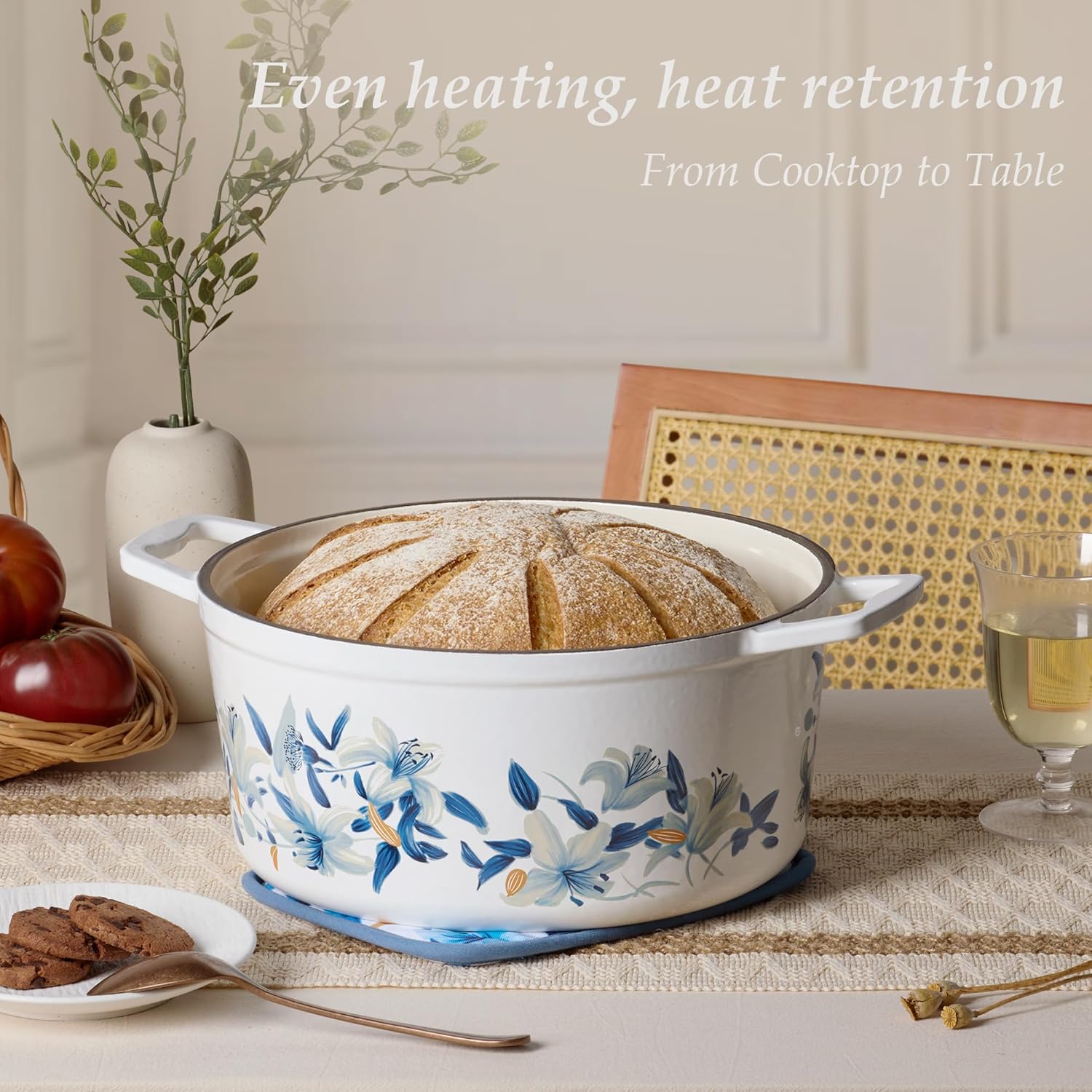 Thumbnail 2 de CAROTE 7QT Enameled Floral Cast Iron Dutch Oven with Lid, Accessories, and Gift Box