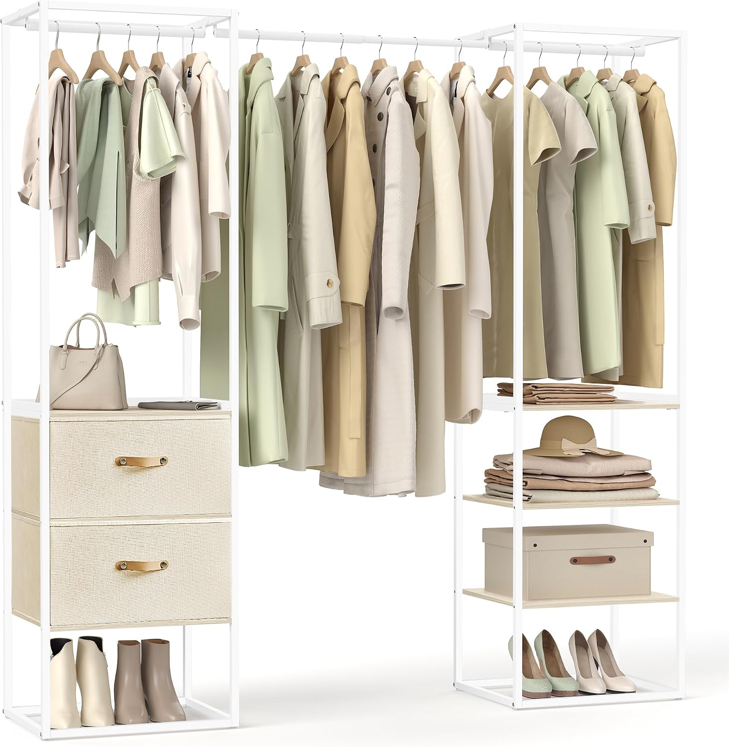 Detalle de SONGMICS BLOCHIC RGR003W67 open kledingrek met 2 laden en 4 legplanken