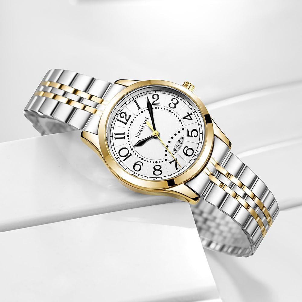 Thumbnail 3 de Szaikyri Montre Classique pour Femmes — Montre féminine lisible 32 mm, chiffres arabes, calendrier et bracelet interchangeable