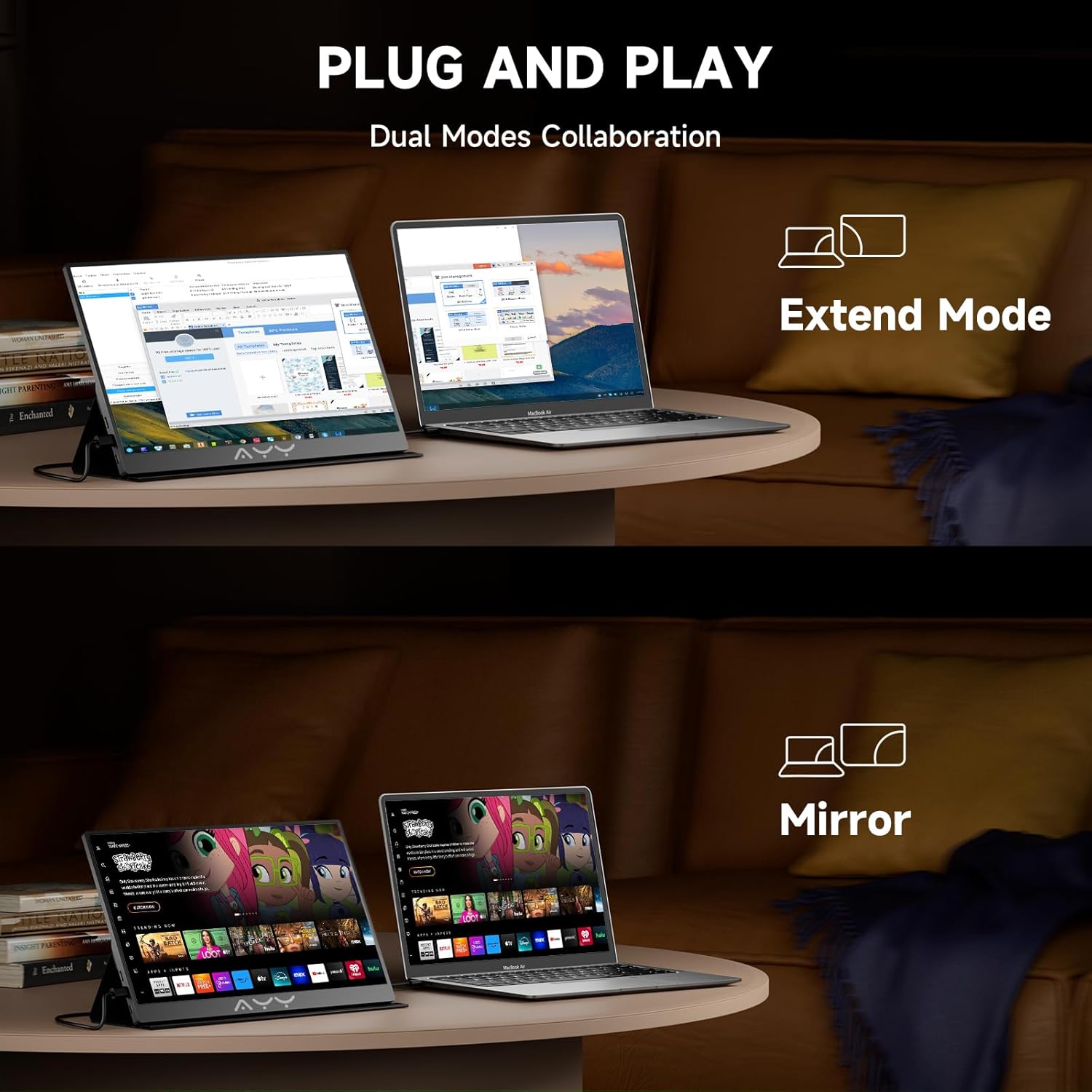 Detalle de QAF 15.6-Inch Portable Monitor: FHD IPS, USB-C Plug-and-Play Second Screen