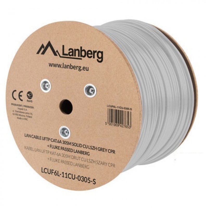 Detalle 2 de Lanberg Bobina de Cable LAN FTP CAT.6A de 305 m en gris