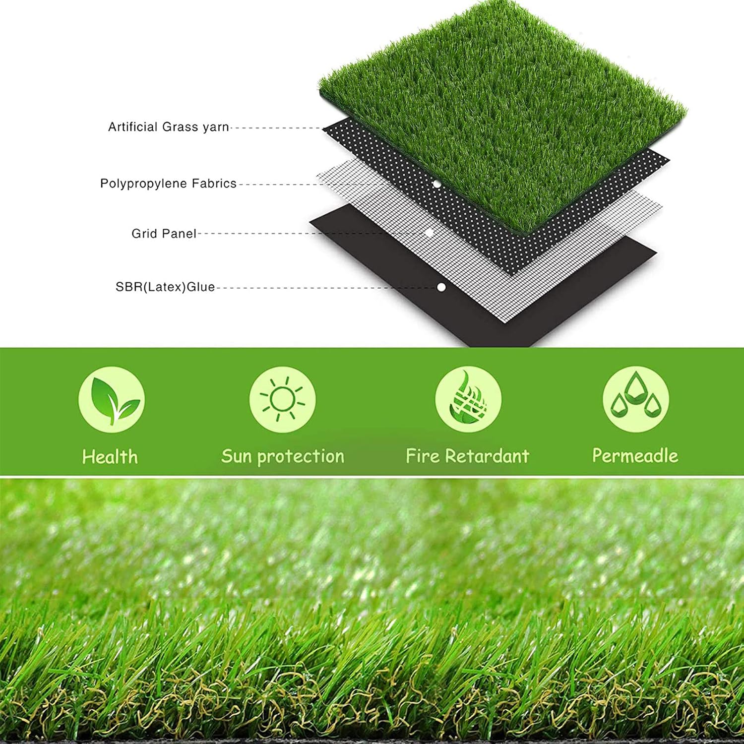 Detalle de SSRIVER 50 x 65cm artificial grass rug turf for dogs (indoor & outdoor potty training)