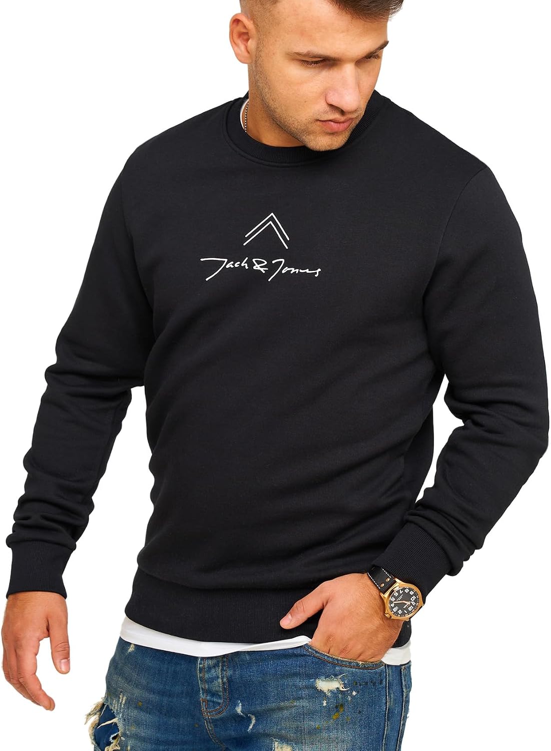 Detalle 2 de JACK & JONES Infinity Herren Sweatshirt Austin Pullover – zeitloses Sweatshirt mit Logo