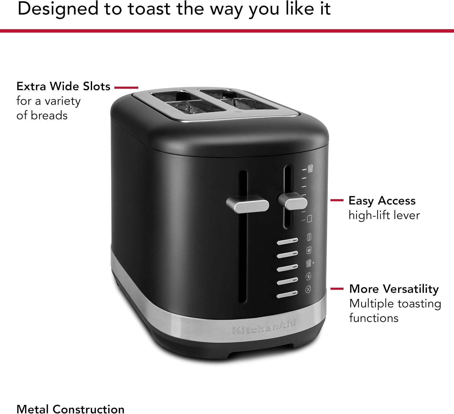 Detalle 2 de KitchenAid 2-Slice Toaster KMT2109BM