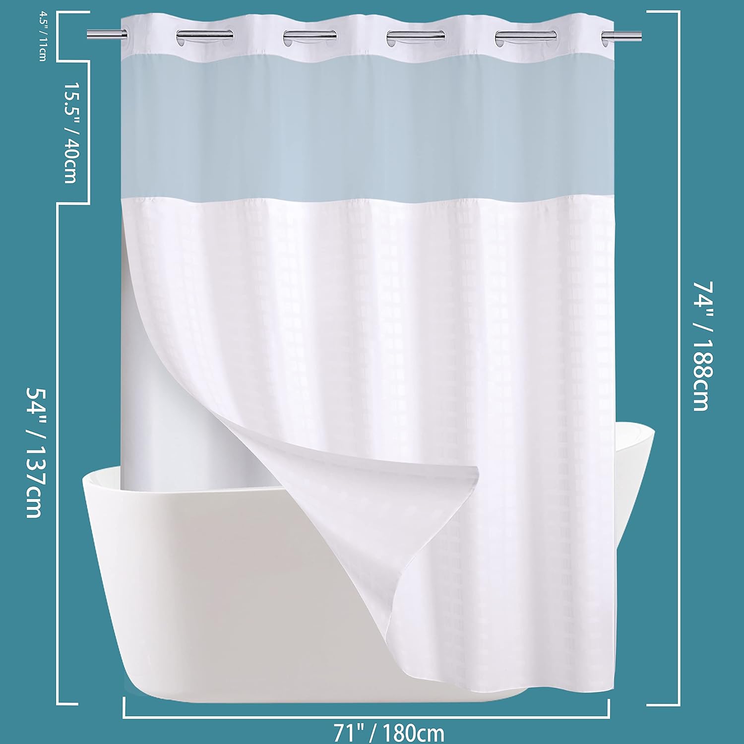 Detalle de Conbo fabric shower curtain, 71" W x 74" H