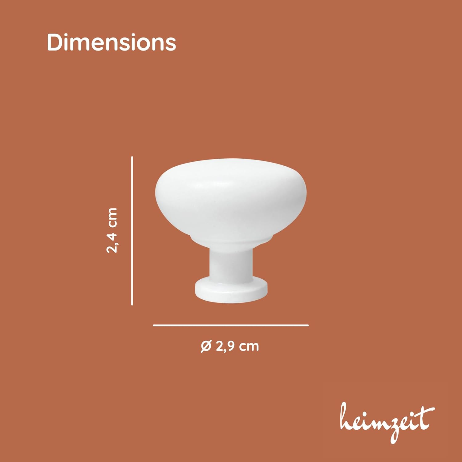 Thumbnail 1 de heimzeit Plain Cabinet Knobs, 4-Piece Aluminium Set, White Matte Finish