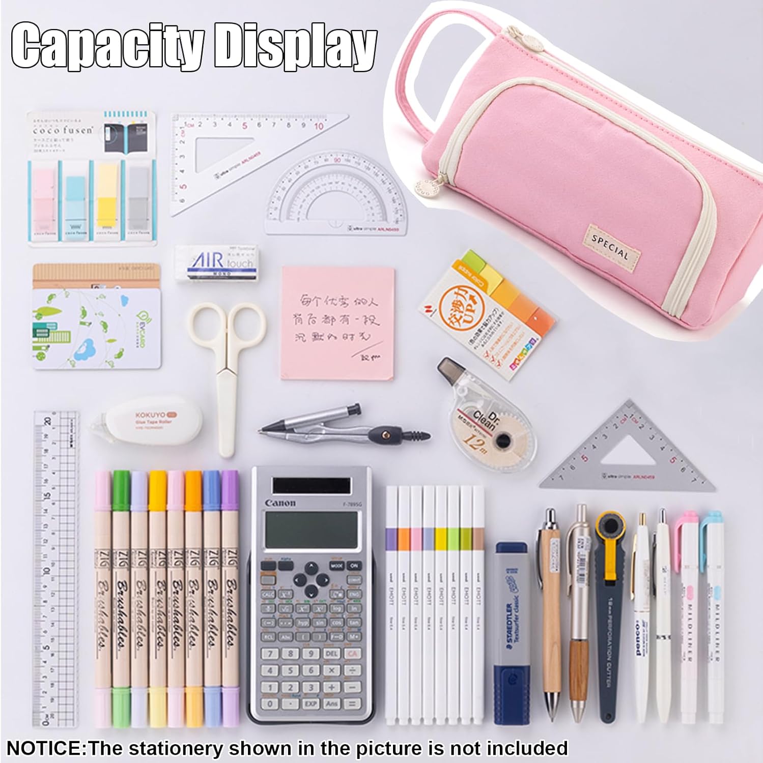 Thumbnail 3 de ONCCI Pencil Case for Girls: Large Capacity 3-Compartment Design