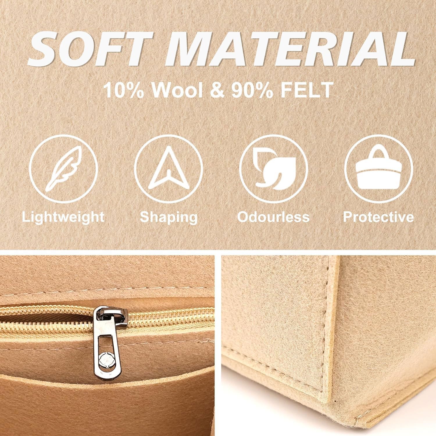 Detalle de Sunshine smile Organizer für Longchamp Tasche – Filz-Innenorganizer mit Mehrfachtaschen