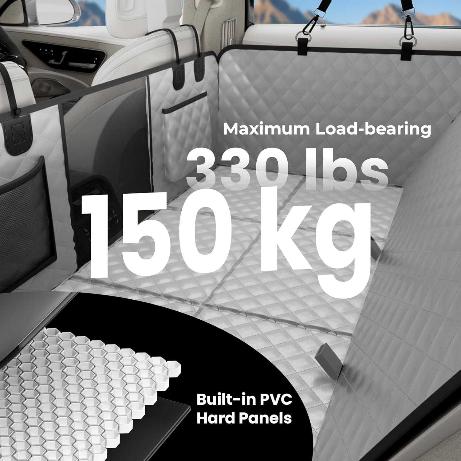 Thumbnail 4 de Pecute housse voiture pour chien avec rallonge de siège 133 × 62 cm — protection imperméable et pliable