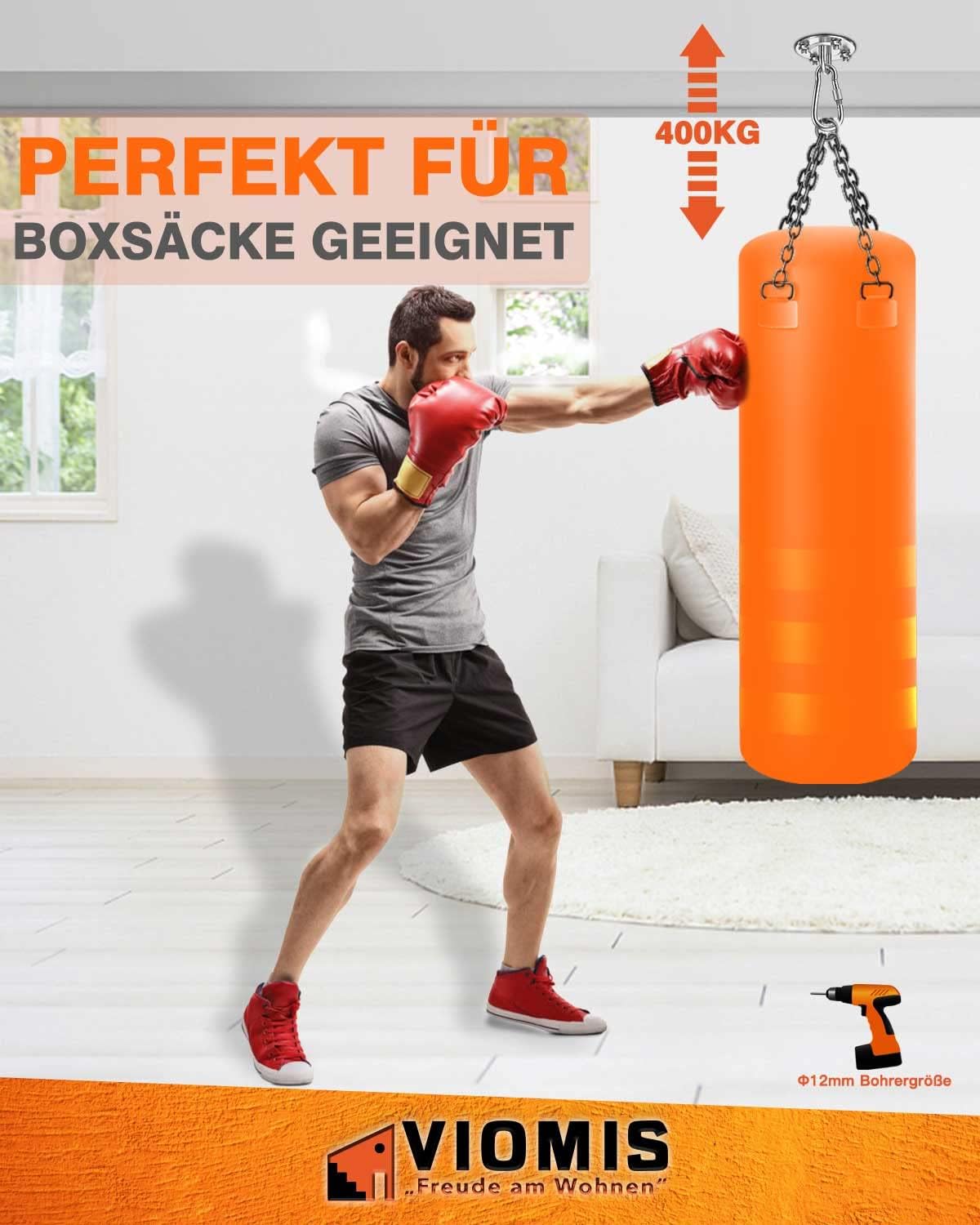 Detalle de Viomis Edelstahl Deckenhaken für Boxsäcke – 2er-Set, Tragkraft bis 400 kg