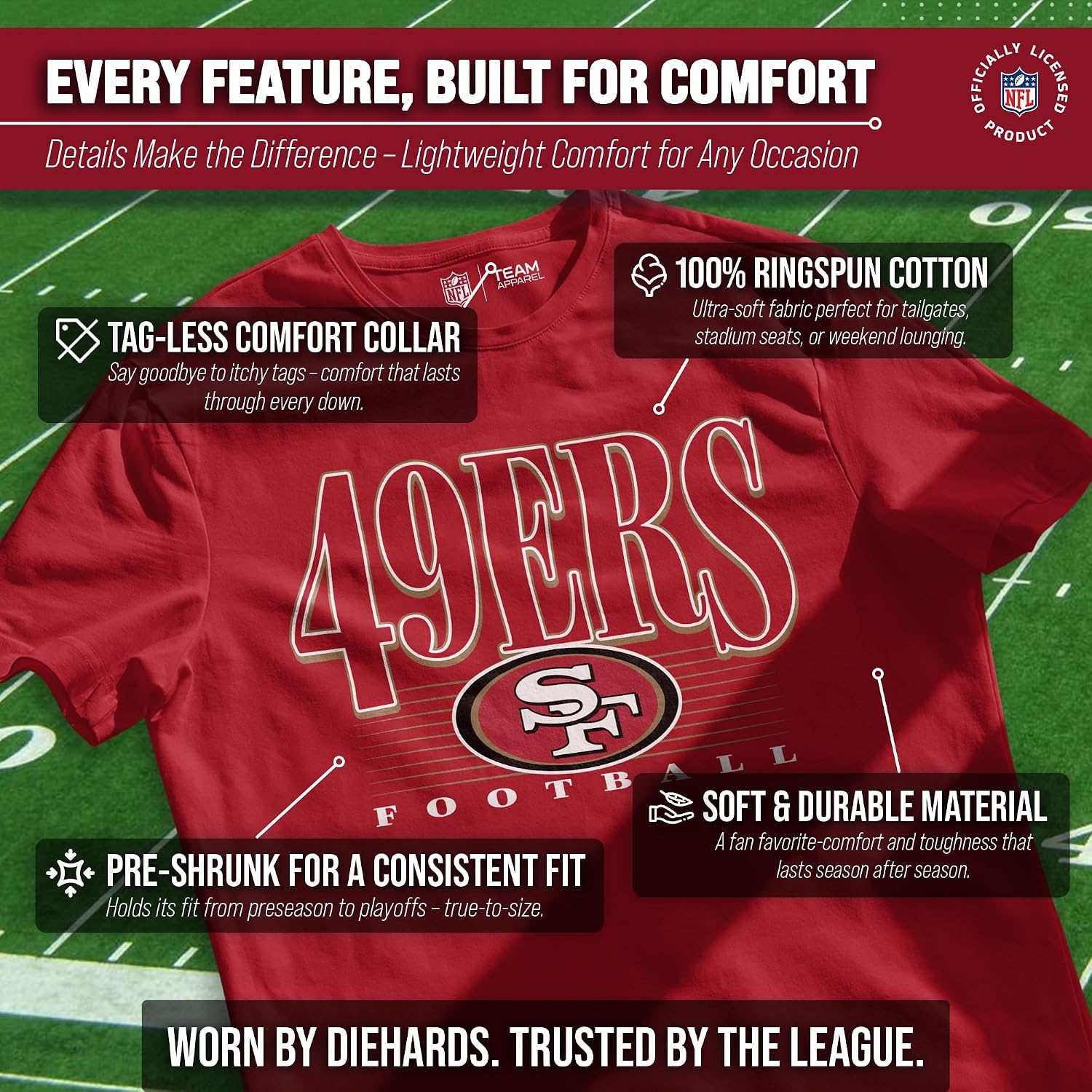 Detalle de Team Fan Apparel 3001_OTBPNFL San Francisco 49ers Tagless Tee