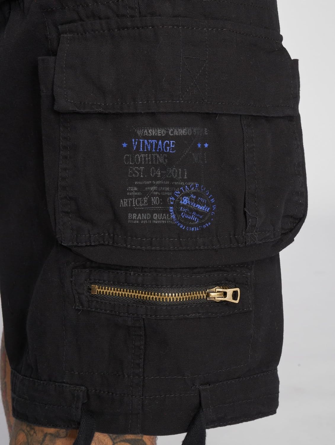Detalle de Brandit Herren Savage Vintage Cargo Shorts – robuste Vintage-Cargoshorts mit Gürtel und Taschenvielfalt