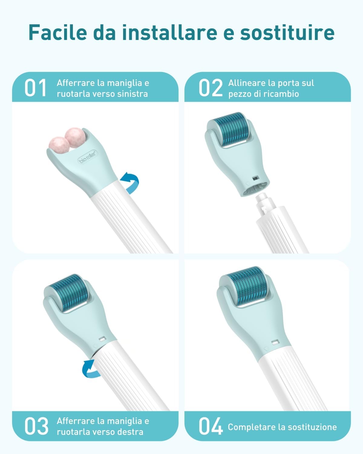 Thumbnail 5 de Derma Roller 1,5 mm/1,0 mm/0,5 mm – Kit Microneedling 10 in 1 per pelle, barba e corpo