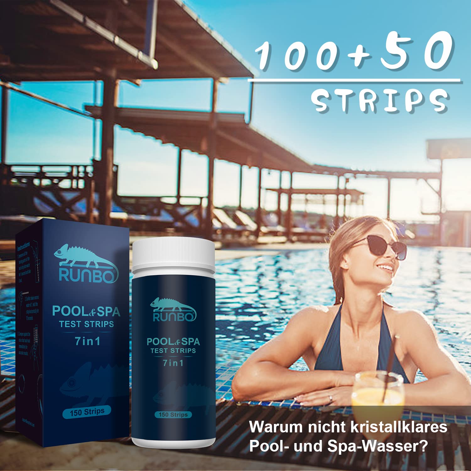 Detalle 2 de RUNBO 7 in 1 Hot Tub Test Strips 150 pack