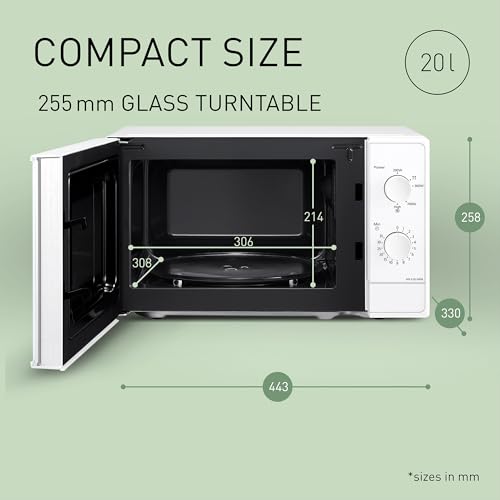 Thumbnail 2 de Panasonic NN-E20JWMEBG Mikrowellenofen mit Glasteller, 20L, 800W, Auftaufunktion, 5 Leistungsstufen, Weiß – 2025 Modell