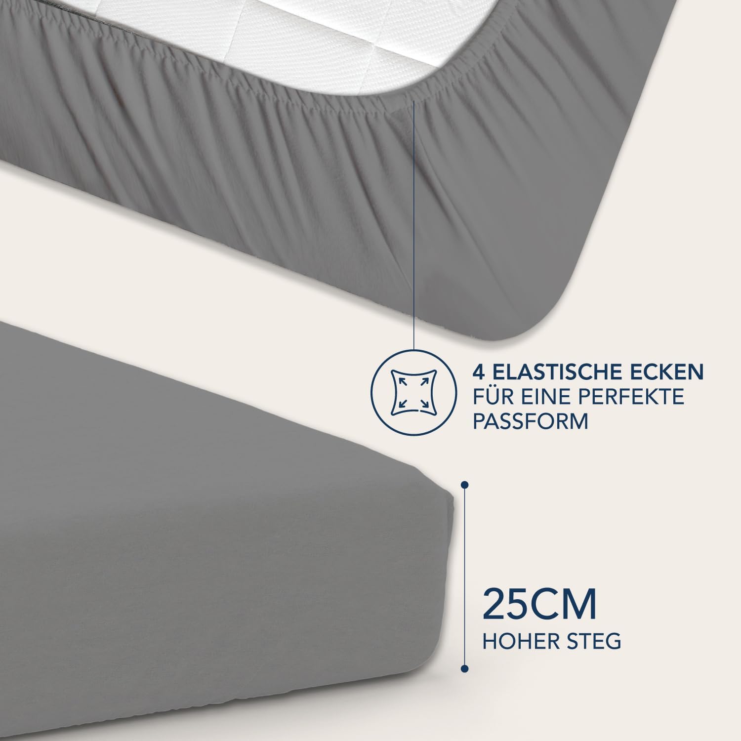 Thumbnail 3 de Dreamzie Spannbettlaken 90x190/200 cm im 2er-Set (Anthrazit) – 100% Polyester Mikrofaser, OEKO‑TEX Standard 100