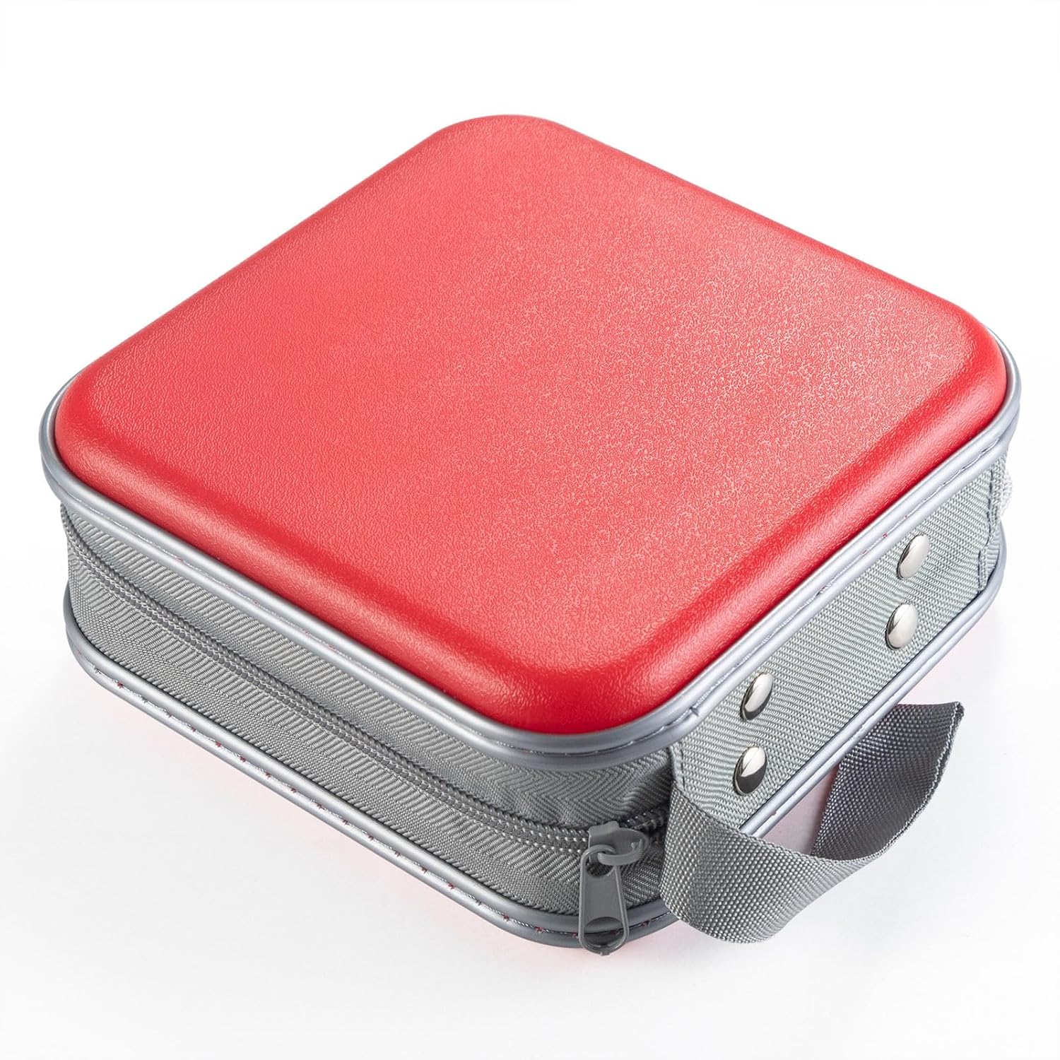 Detalle de LIOVODE 48-Disc CD/DVD Case — Portable Hard Plastic Wallet with Fixed Inner Pages (Red)