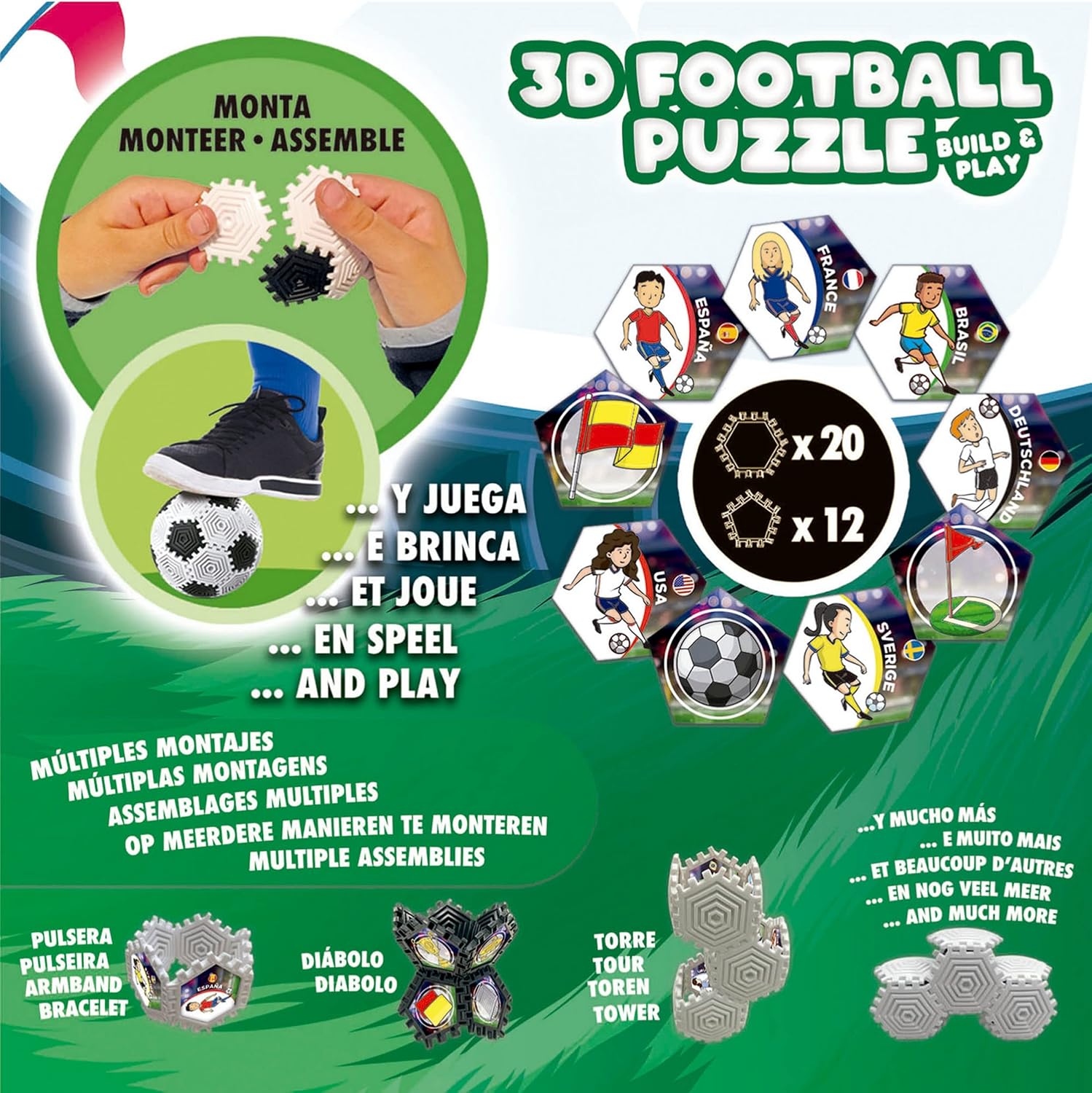 Detalle de Educa 3D Puzzle Balón ⚽ 32 Piezas para Todas las Edades