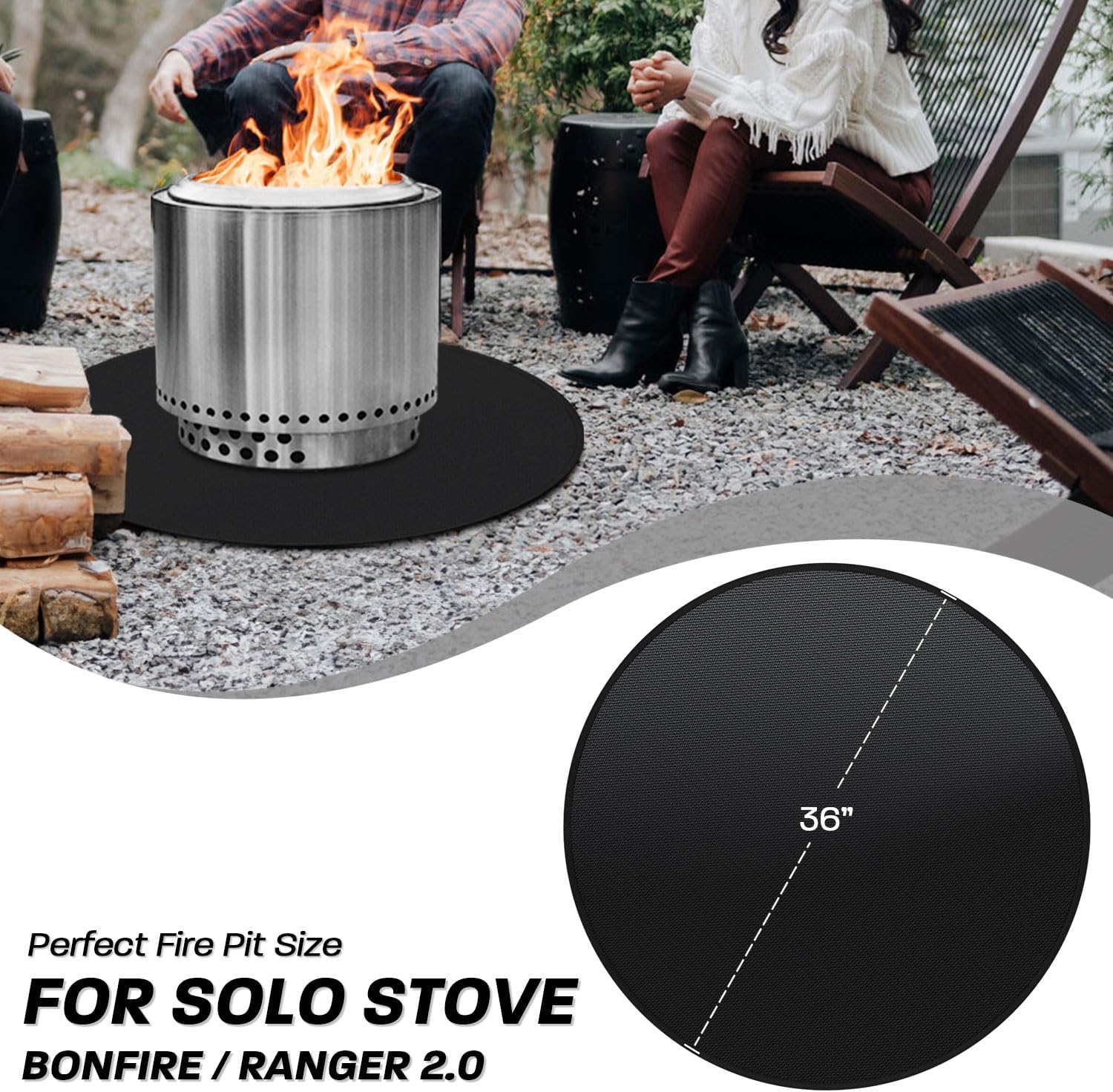 Detalle de rumlick HDC-715 36-Inch Round Fiberglass Fire Pit Mat