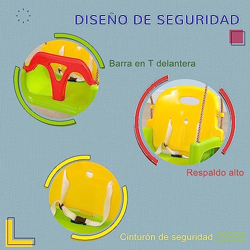 Detalle de Outsunny Columpio Infantil 3 en 1: opción evolutiva para interiores y exteriores