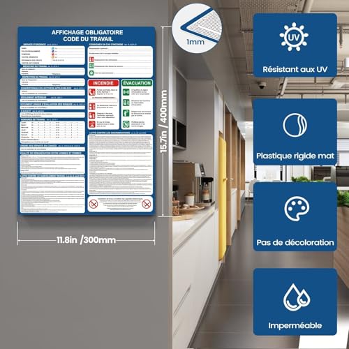 Thumbnail 1 de Panneau Code du Travail 2025 400x300mm ⚙️