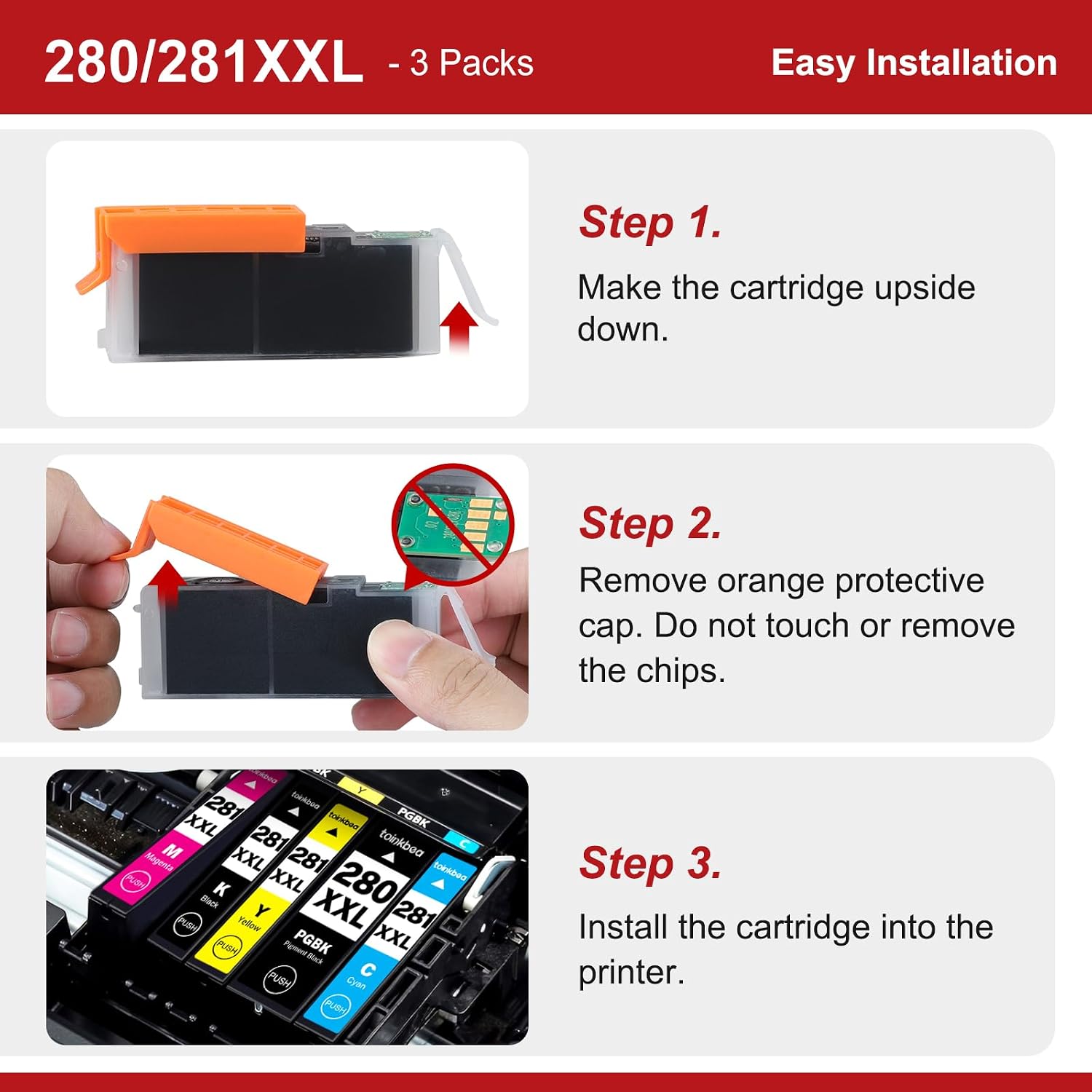 Thumbnail 6 de Toinkbea Black Ink Cartridges 280XXL
