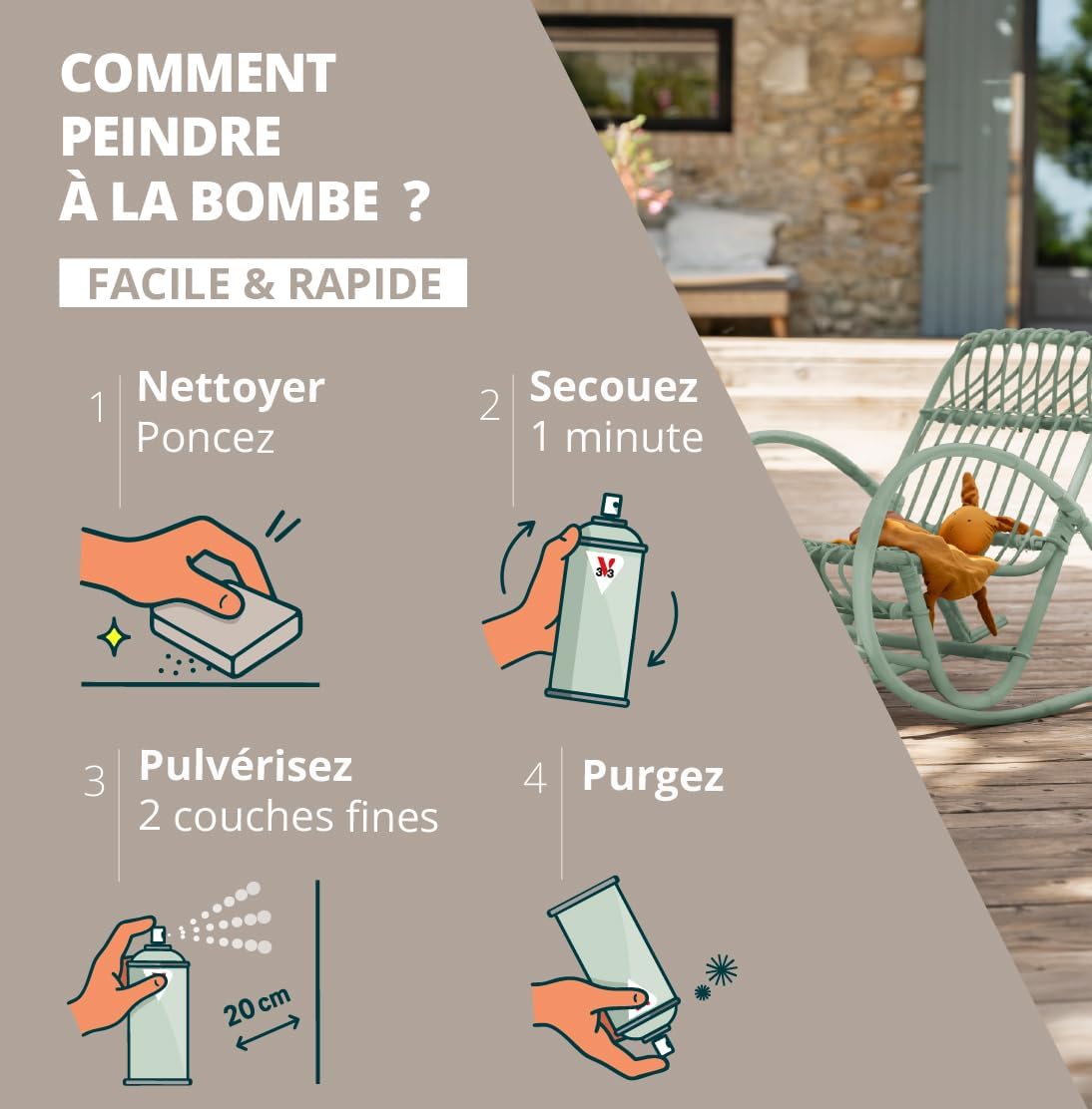 Thumbnail 3 de V33 Peinture Bois Couleurs d’ICI en aérosol Anthracite 400 ml