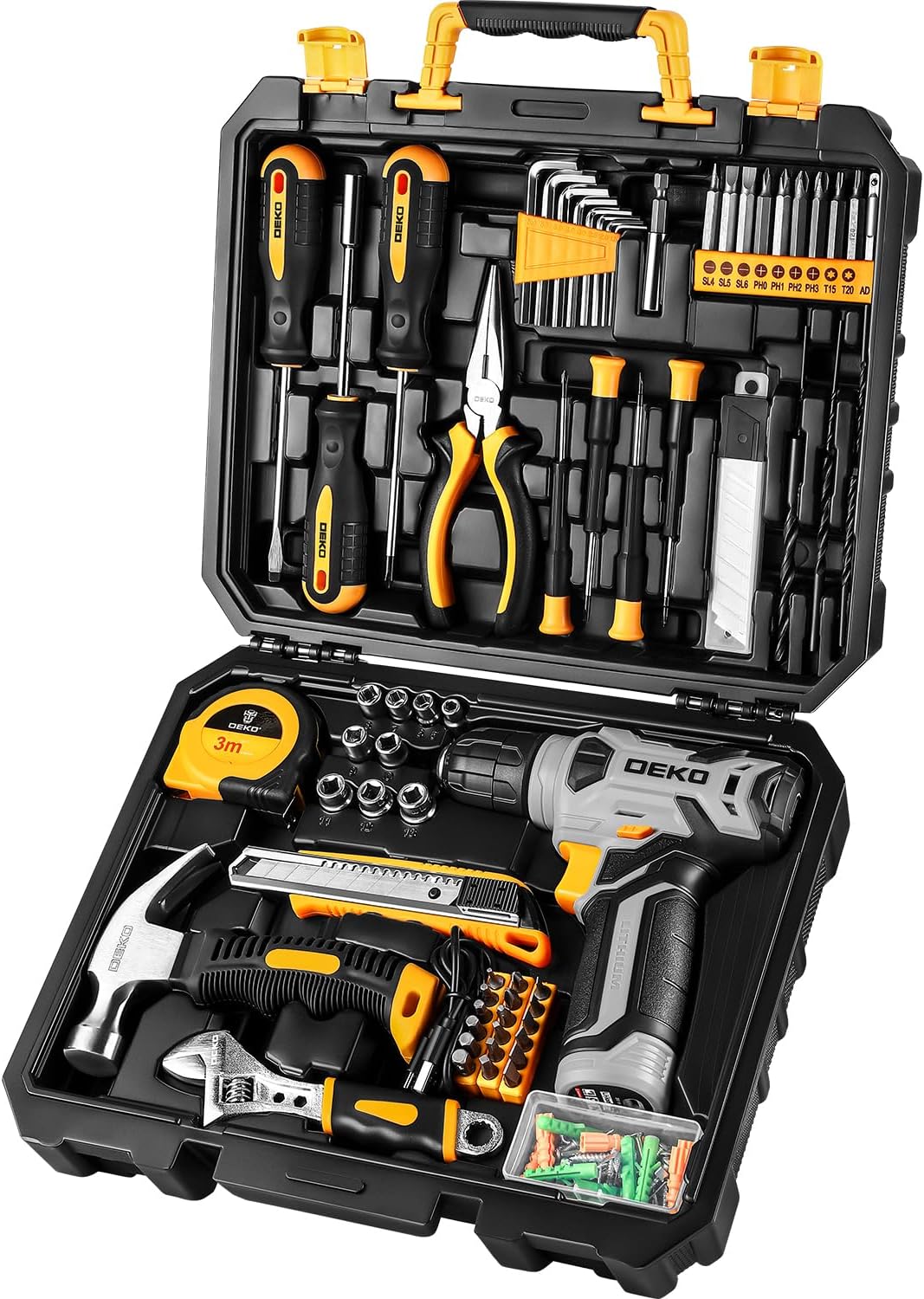 Detalle de DEKOPRO DKCD08XL02 126-Piece Tool Kit with 8V Cordless Drill