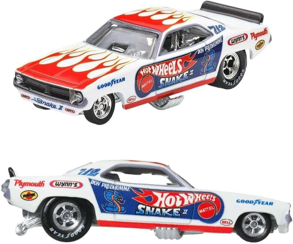 Detalle de Hot Wheels JBL01 Premium Lot de 2 Mini Voitures: 72 Plymouth Cuda FC/Rob N – Rose (3 Ans+)